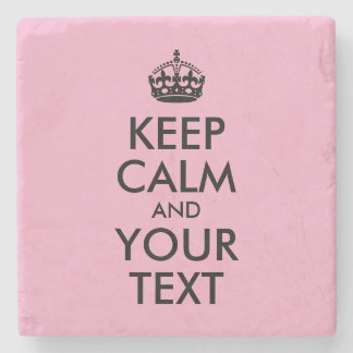 Pink and Black Keep Calm and Your Text Stone Coaster