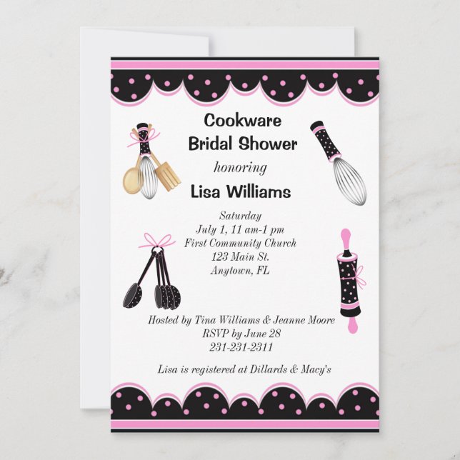 Pink and Black Kitchen Bridal Shower Invitation (Front)
