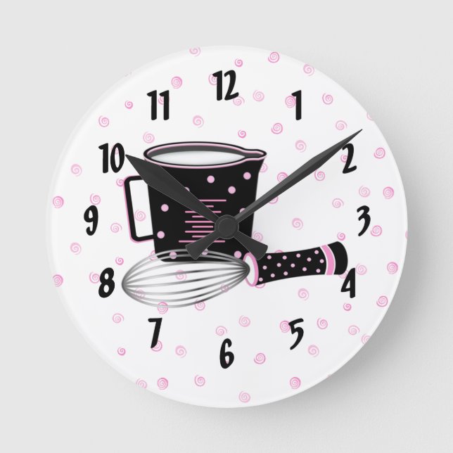 Pink and Black Kitchen Clock (Front)