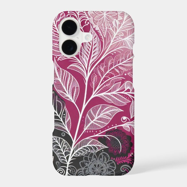 Pink and Black Lace Leaf iPhone / iPad case (Back)