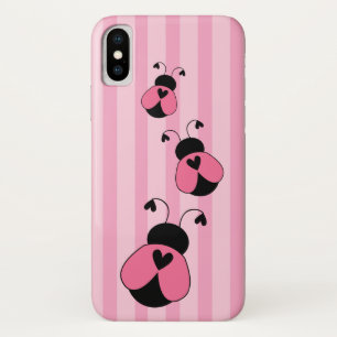 Pink and Black Ladybug Striped Pattern Case-Mate iPhone Case