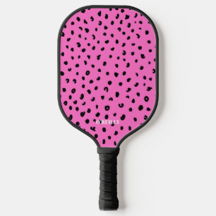 Pink and Black Leopard Animal Skin Pattern Pickleball Paddle