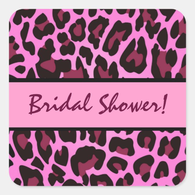 Pink and Black Leopard Party Sticker (Front)