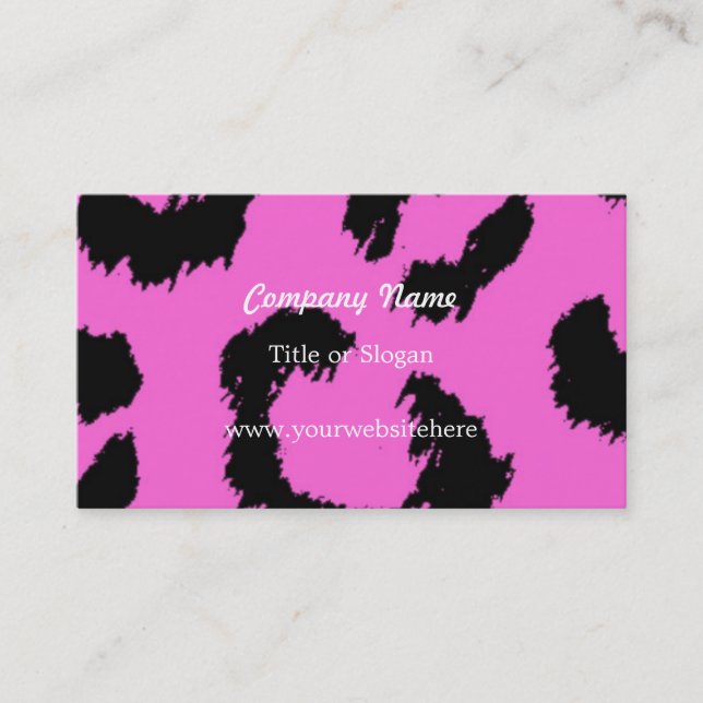 Pink and Black Leopard Pattern Business Card (Front)