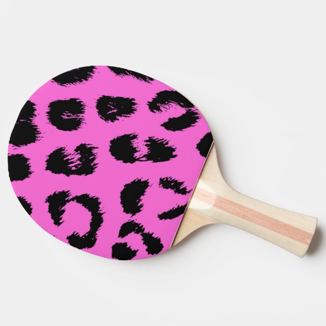Pink and Black Leopard Pattern Ping Pong Paddle (Side)