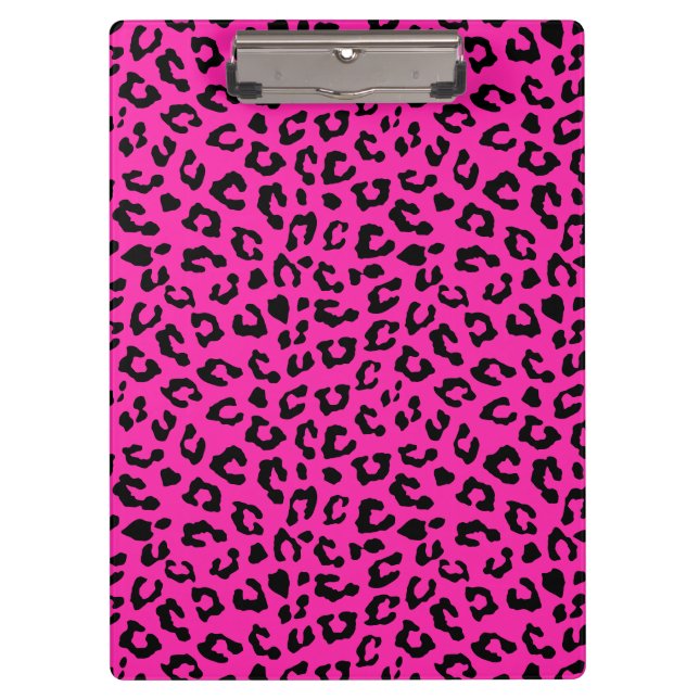 Pink and Black Leopard Print Clipboard (Front)