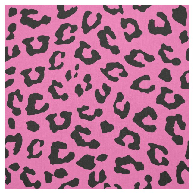 Pink and Black Leopard Print Fabric (Swatch)