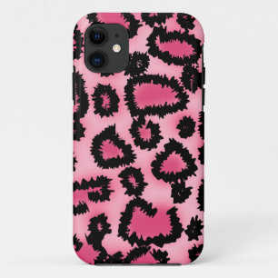 Pink and Black Leopard Print Pattern. iPhone 11 Case