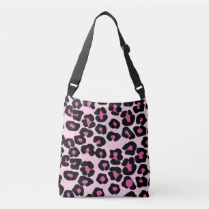 Pink and Black Leopard Print Pattern Crossbody Bag