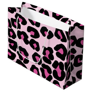 Pink and Black Leopard Print Pattern  Large Gift B Bag