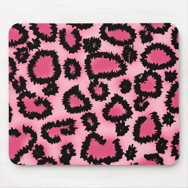 Pink and Black Leopard Print Pattern. Mouse Pad (Front)
