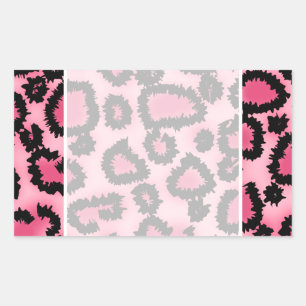 Pink and Black Leopard Print Pattern. Rectangular Sticker