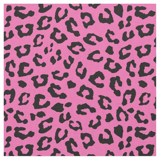 Pink and Black Leopard Print Spots Fabric (Close Up)