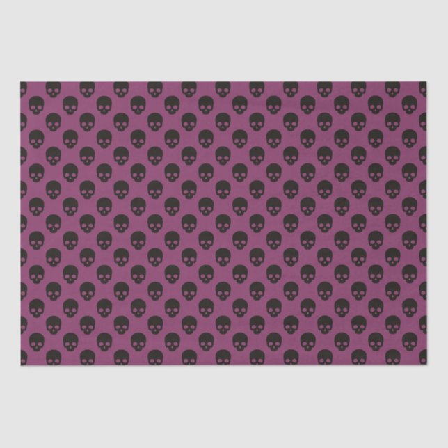 Pink and Black Little Skulls Pattern Halloween Tissue Paper (Front)