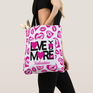 Pink and Black Love You More Tote Bag