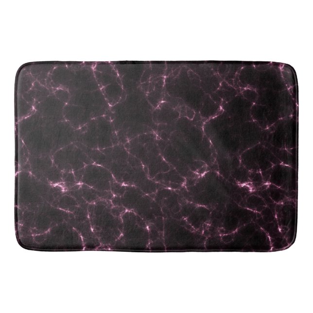 Pink and Black Marble abstract Bath Mat (Front)