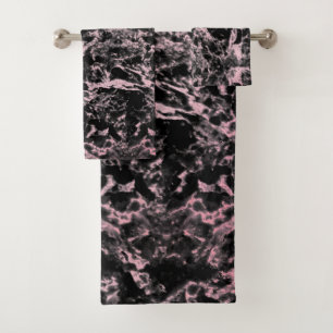Pink and Black Marble  Bath Towel Set