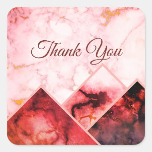 Pink and Black Marble Colour Block Mountain Range Square Sticker
