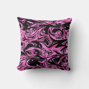 Pink And Black Marble Fairy Floss  Throw Cushion. Cushion