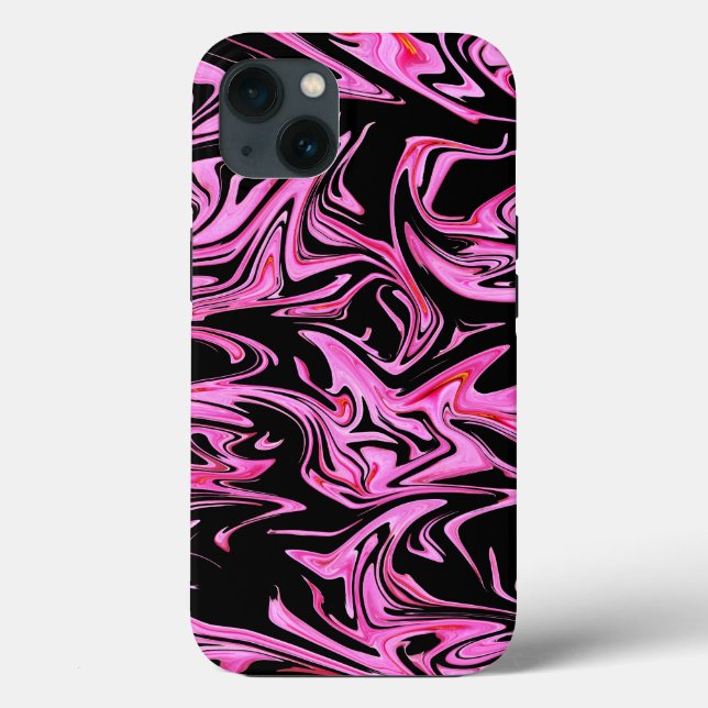 Pink And Black Marble, iPhone 13 Case (Back)