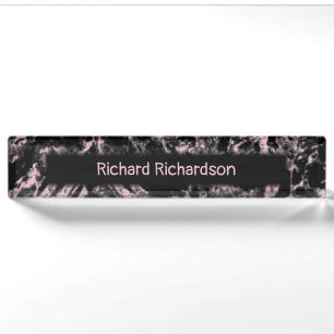 Pink and Black Marble Nameplate