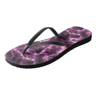 pink and Black Marble Swirl Abstract Jandals