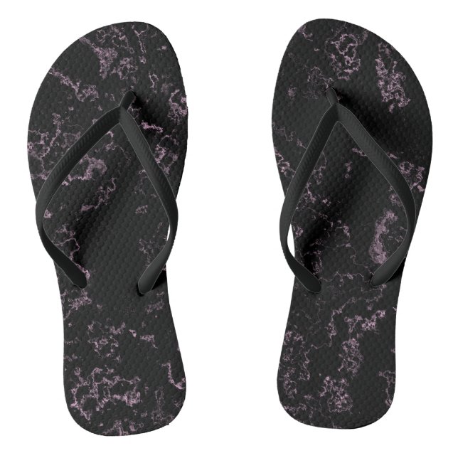 pink and black Marble Swirl Abstract Jandals (Footbed)