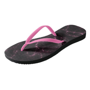 pink and Black Marble Swirl Abstract Jandals