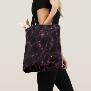 pink and Black Marble Swirl Abstract Tote Bag