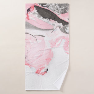 Pink and black marble texture. Hand drawn Bath Towel