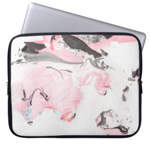 Pink and black marble texture. Hand drawn Laptop Sleeve
