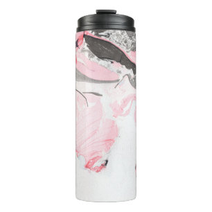 Pink and black marble texture. Hand drawn Thermal Tumbler