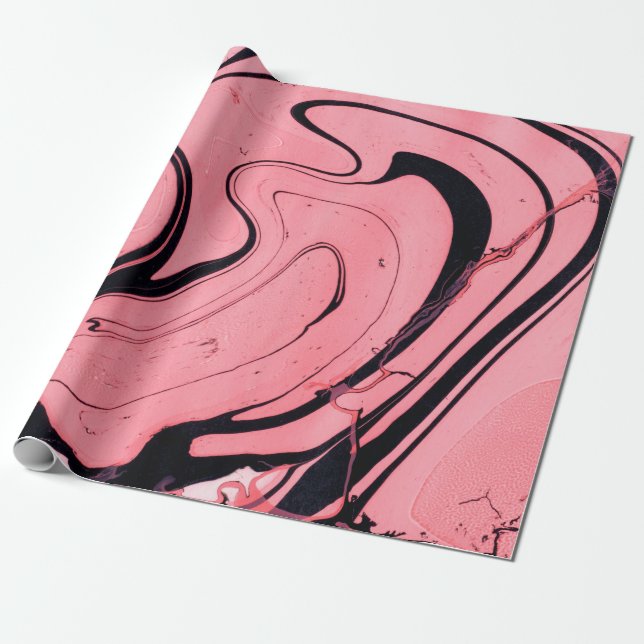 Pink and black marble texture. Hand painted Wrapping Paper (Unrolled)