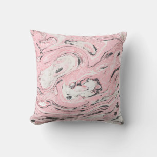Pink and black marble texture. Modern abstract bac Cushion