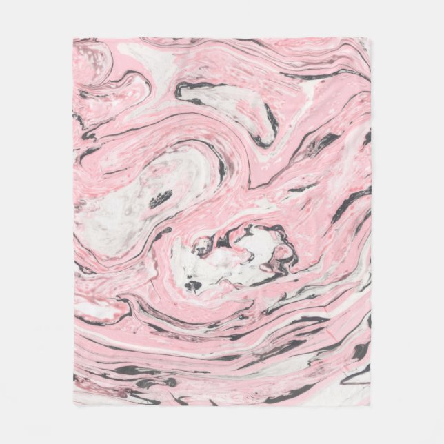 Pink and black marble texture. Modern abstract bac Fleece Blanket (Front)