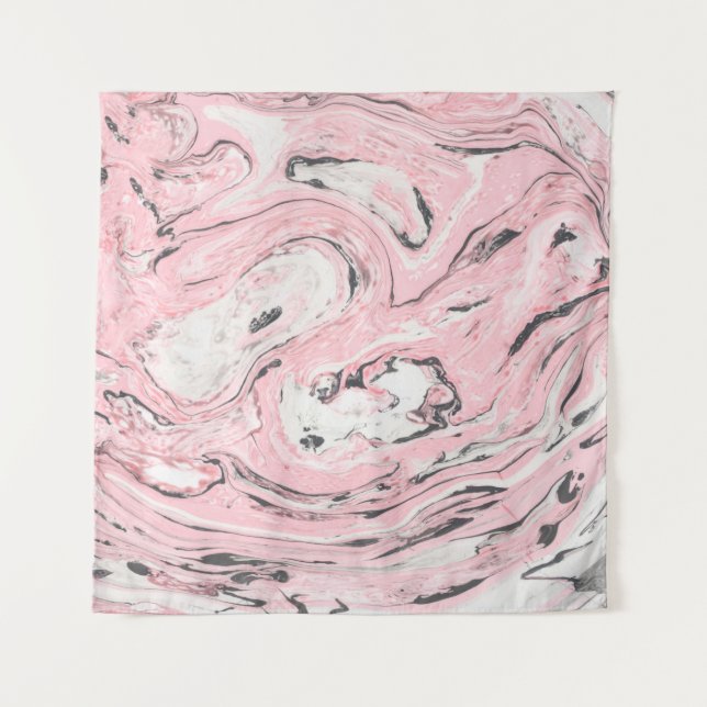Pink and black marble texture. Modern abstract bac Tapestry (Front)