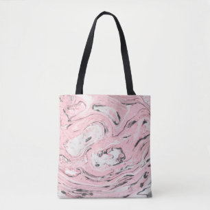 Pink and black marble texture. Modern abstract bac Tote Bag