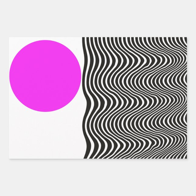 Pink and Black Mid Century Modern Art  Wrapping Paper Sheet (Front)