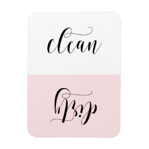 Pink and Black Modern Calligraphy Dishwasher Magnet