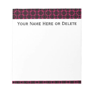 Pink and Black Modern Circle Pattern Notepad