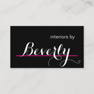 Pink and Black Modern Interior Designer Business Card
