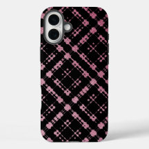 Pink and Black Modern Plaid Netted Ombra