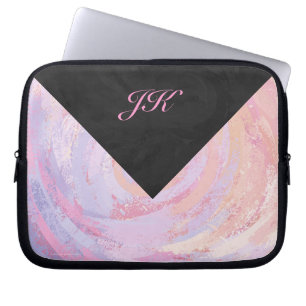 Pink and Black Monogram Laptop Sleeve