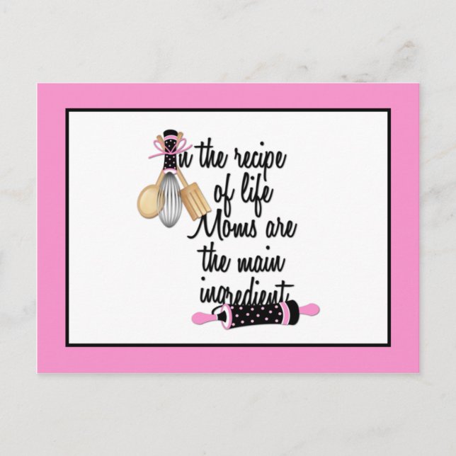 Pink and Black Mum Recipe Card (Front)