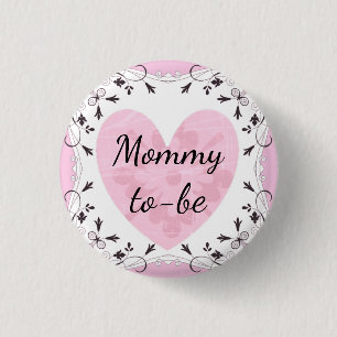 Pink and Black "Mum to be" Baby Shower Button