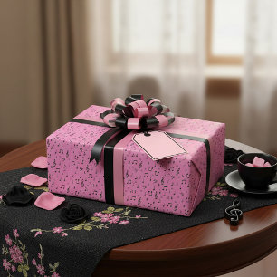 Pink and Black Musical Wrapping Paper