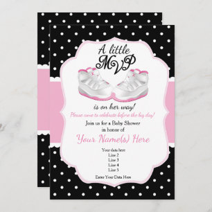 Pink and black MVP Baby Shower Invitation