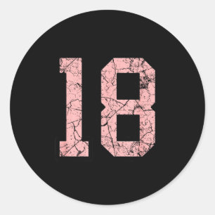 Pink And Black Number 18 Jersey Player Uniform #18 Classic Round Sticker