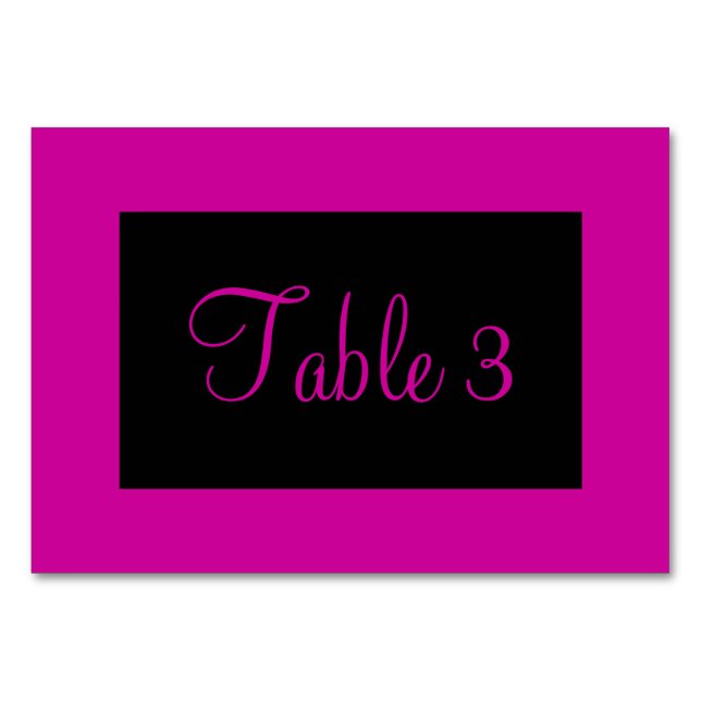 Pink and Black Numbered Table Number (Back)