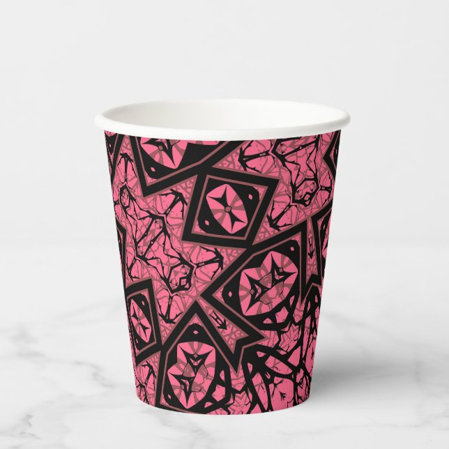Pink and black ornament shawl patchwork shawl paper cups (Front)
